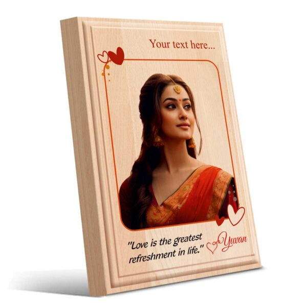 Personalized Valentines day Gifts (6×4 inches) | Photo Print on Wood | Wooden Photo Plaque | Design 2 - Image 3